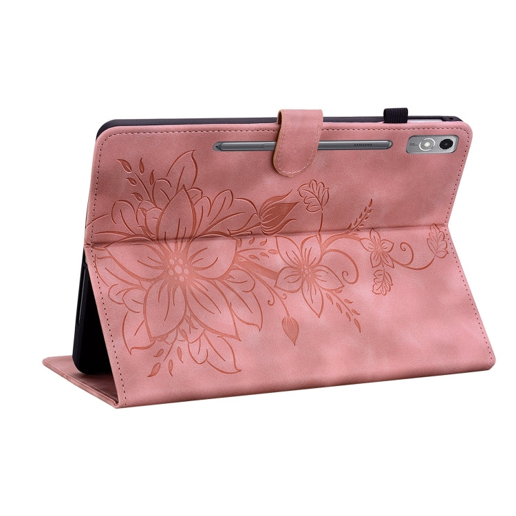 For Lenovo Tab P12 12.7 Lily Embossed Leather Tablet Case(Pink) - Lenovo by PMC TechLife | Online Shopping South Africa | PMC TechLife | Buy Now Pay Later Mobicred