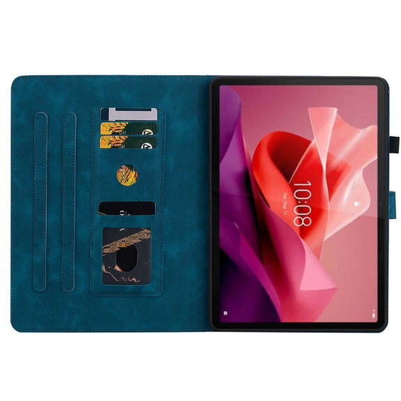 For Lenovo Tab P12 12.7 Lily Embossed Leather Tablet Case(Dark Blue)