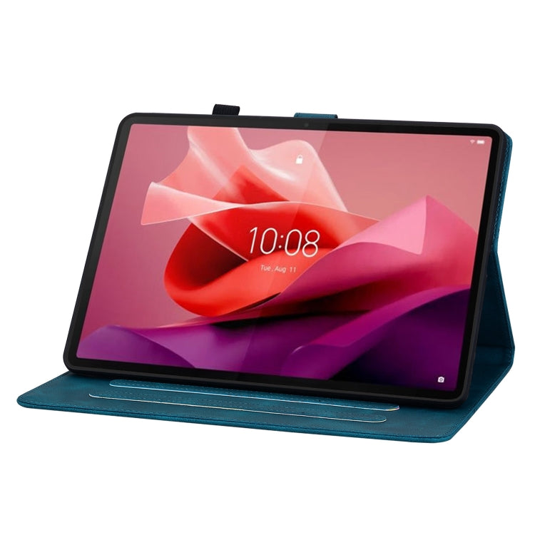 For Lenovo Tab P12 12.7 Lily Embossed Leather Tablet Case(Dark Blue) - Lenovo by PMC TechLife | Online Shopping South Africa | PMC TechLife | Buy Now Pay Later Mobicred