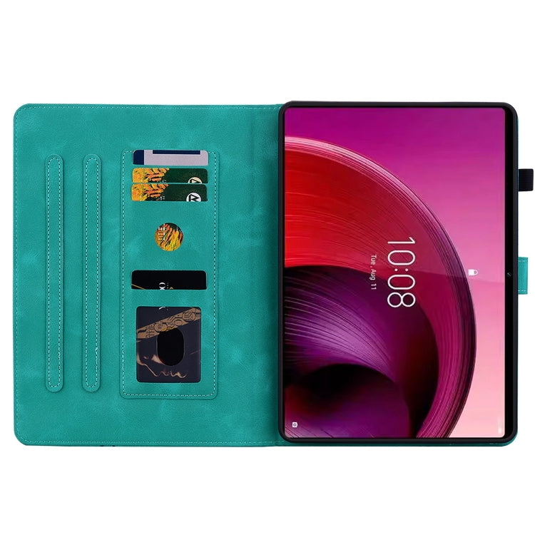 For Lenovo Tab M10 5G 2023 Lily Embossed Leather Tablet Case(Green) - Lenovo by PMC TechLife | Online Shopping South Africa | PMC TechLife | Buy Now Pay Later Mobicred