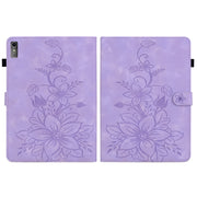 For Lenovo Tab M10 5G 2023 Lily Embossed Leather Tablet Case(Purple)