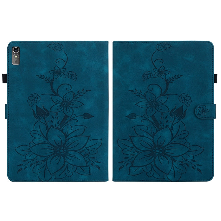 For Lenovo Tab M10 5G 2023 Lily Embossed Leather Tablet Case(Dark Blue) - Lenovo by PMC TechLife | Online Shopping South Africa | PMC TechLife | Buy Now Pay Later Mobicred