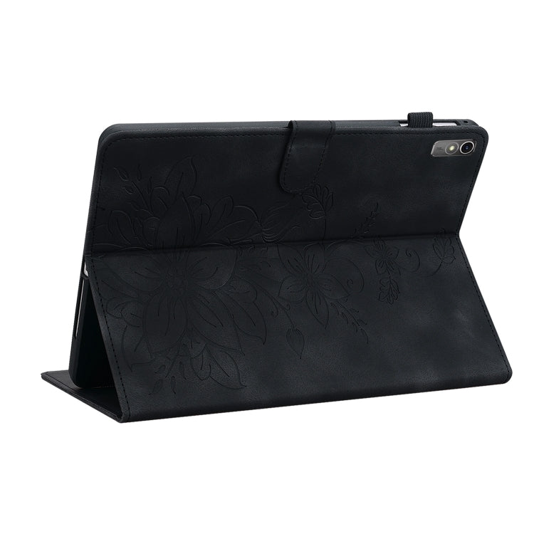 For Lenovo Tab M10 5G 2023 Lily Embossed Leather Tablet Case(Black) - Lenovo by PMC TechLife | Online Shopping South Africa | PMC TechLife | Buy Now Pay Later Mobicred