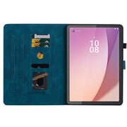 For Lenovo Tab M8 4th Gen TB300FU Lily Embossed Leather Tablet Case(Dark Blue)
