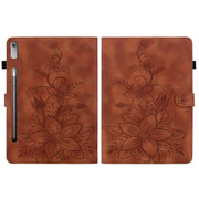 For Lenovo Tab P11 Pro Gen 2 11.2 Lily Embossed Leather Tablet Case(Brown)
