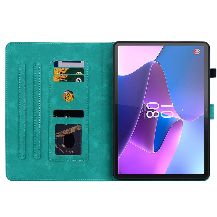 For Lenovo Tab P11 Pro Gen 2 11.2 Lily Embossed Leather Tablet Case(Green)