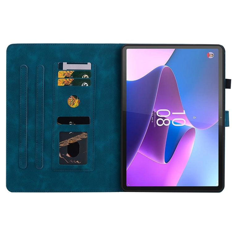 For Lenovo Tab P11 Pro Gen 2 11.2 Lily Embossed Leather Tablet Case(Dark Blue) - Lenovo by PMC TechLife | Online Shopping South Africa | PMC TechLife | Buy Now Pay Later Mobicred