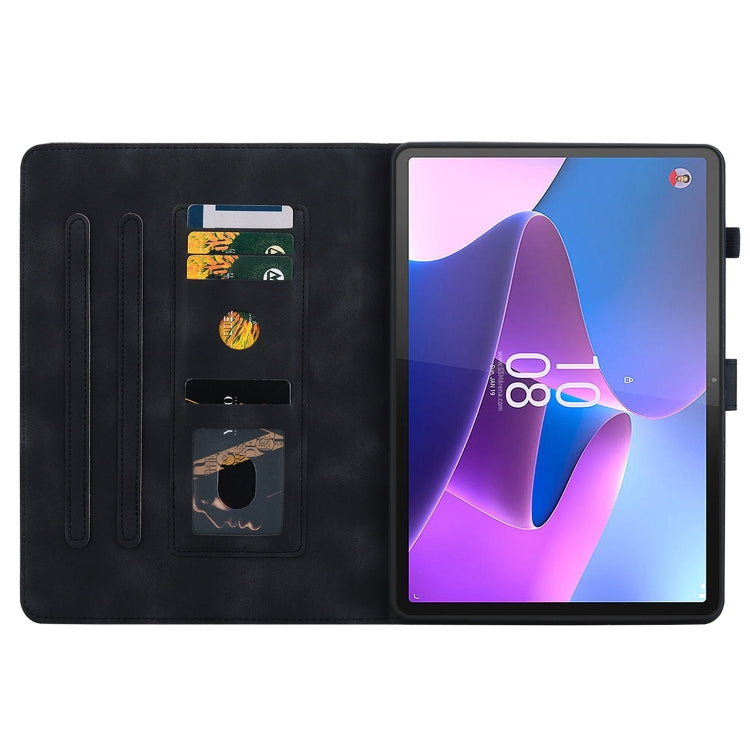 For Lenovo Tab P11 Pro Gen 2 11.2 Lily Embossed Leather Tablet Case(Black)