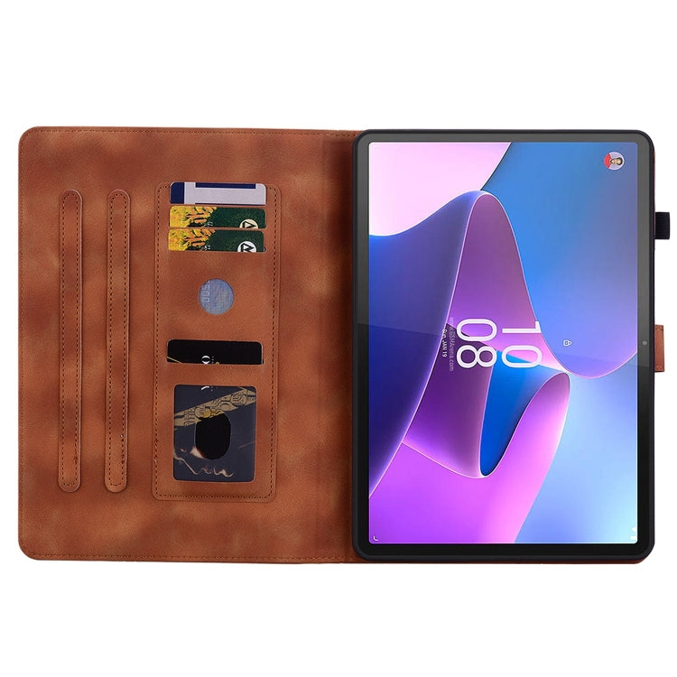 For Lenovo Tab P11 Gen 2 11.5 Lily Embossed Leather Tablet Case(Brown)