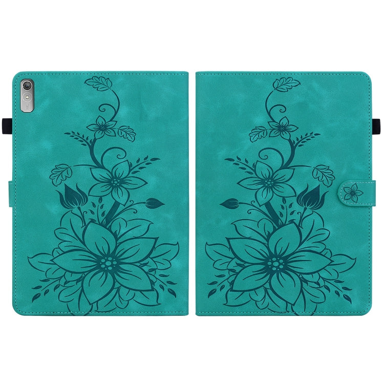 For Lenovo Tab P11 Gen 2 11.5 Lily Embossed Leather Tablet Case(Green) - Lenovo by PMC TechLife | Online Shopping South Africa | PMC TechLife | Buy Now Pay Later Mobicred