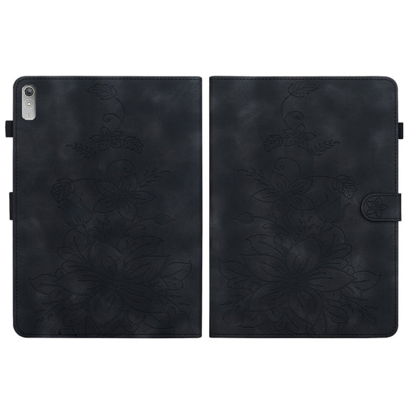For Lenovo Tab P11 Gen 2 11.5 Lily Embossed Leather Tablet Case(Black)