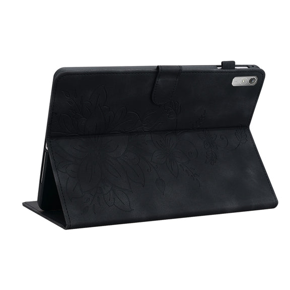 For Lenovo Tab P11 Gen 2 11.5 Lily Embossed Leather Tablet Case(Black)