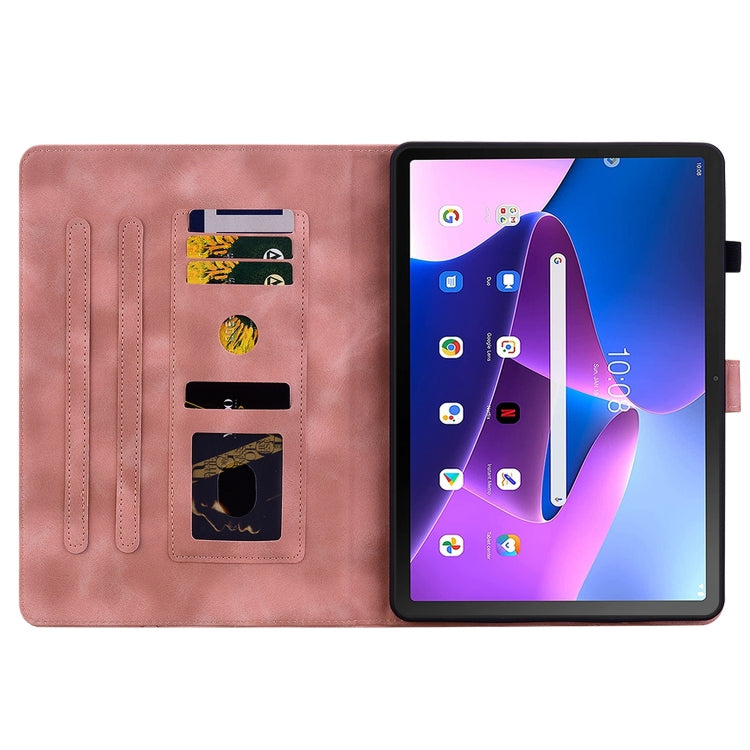 For Lenovo Tab M10 10.1 3rd Gen Lily Embossed Leather Tablet Case(Pink)