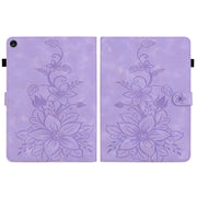 For Lenovo Tab M10 10.1 3rd Gen Lily Embossed Leather Tablet Case(Purple)