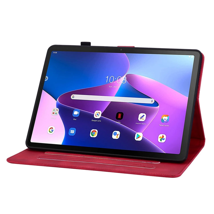 For Lenovo Tab M10 10.1 3rd Gen Lily Embossed Leather Tablet Case(Red) - Lenovo by PMC TechLife | Online Shopping South Africa | PMC TechLife | Buy Now Pay Later Mobicred