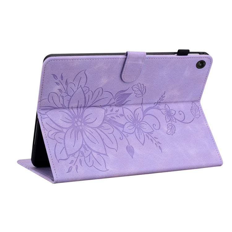 For Lenovo Tab M10 Plus 10.6 3rd Gen Lily Embossed Leather Tablet Case(Purple) - Lenovo by PMC TechLife | Online Shopping South Africa | PMC TechLife | Buy Now Pay Later Mobicred