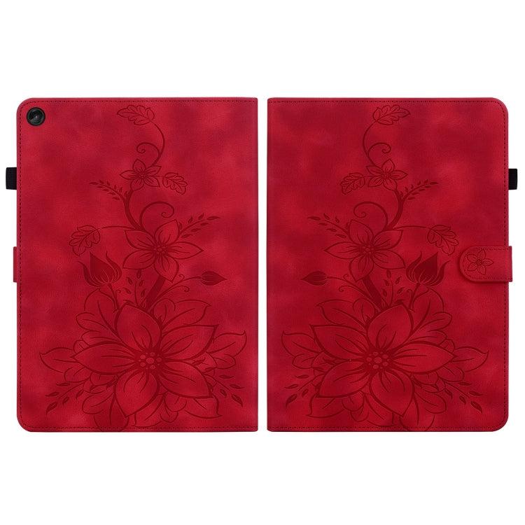 For Lenovo Tab M10 Plus 10.6 3rd Gen Lily Embossed Leather Tablet Case(Red) - Lenovo by PMC TechLife | Online Shopping South Africa | PMC TechLife | Buy Now Pay Later Mobicred