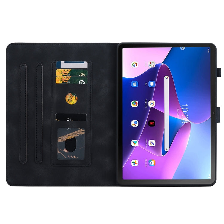 For Lenovo Tab M10 Plus 10.6 3rd Gen Lily Embossed Leather Tablet Case(Black) - Lenovo by PMC TechLife | Online Shopping South Africa | PMC TechLife | Buy Now Pay Later Mobicred