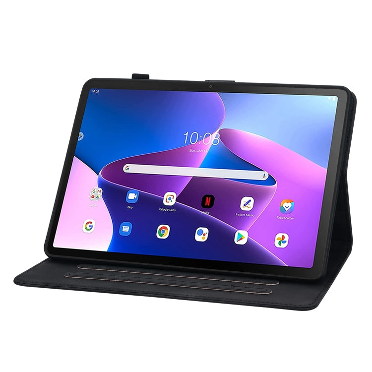 For Lenovo Tab M10 Plus 10.6 3rd Gen Lily Embossed Leather Tablet Case(Black) - Lenovo by PMC TechLife | Online Shopping South Africa | PMC TechLife | Buy Now Pay Later Mobicred
