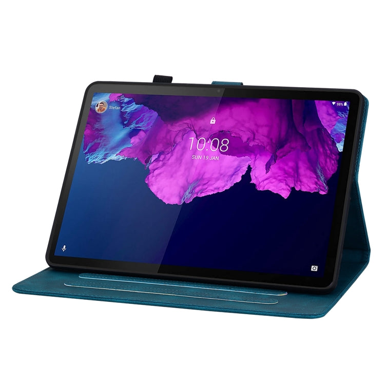 For Lenovo Tab P11 /Xiaoxin Pad Plus Lily Embossed Leather Tablet Case(Dark Blue) - Lenovo by PMC TechLife | Online Shopping South Africa | PMC TechLife | Buy Now Pay Later Mobicred