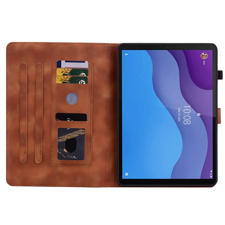 For Lenovo Tab M10 HD Gen2 Lily Embossed Leather Tablet Case(Brown) - Lenovo by PMC TechLife | Online Shopping South Africa | PMC TechLife | Buy Now Pay Later Mobicred