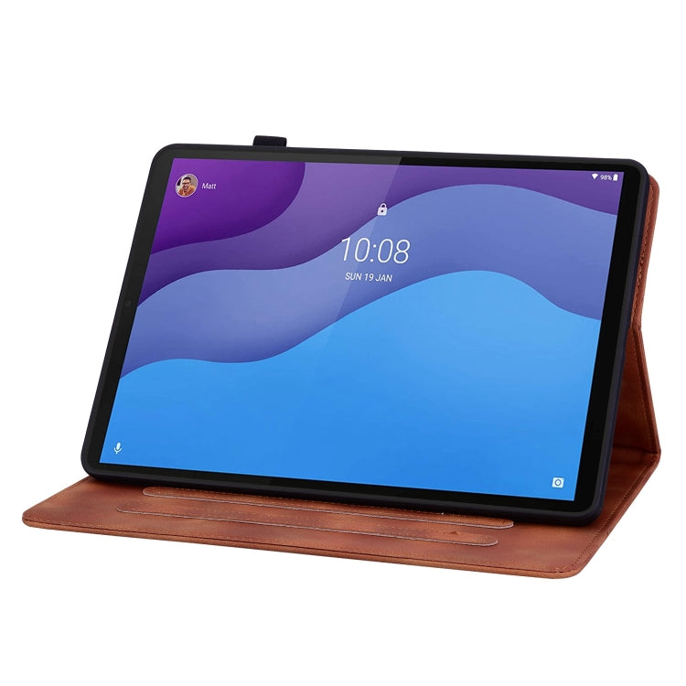 For Lenovo Tab M10 HD Gen2 Lily Embossed Leather Tablet Case(Brown) - Lenovo by PMC TechLife | Online Shopping South Africa | PMC TechLife | Buy Now Pay Later Mobicred