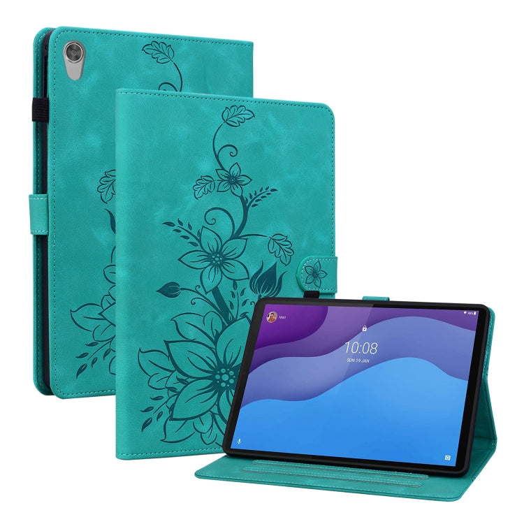 For Lenovo Tab M10 HD Gen2 Lily Embossed Leather Tablet Case(Green) - Lenovo by PMC TechLife | Online Shopping South Africa | PMC TechLife | Buy Now Pay Later Mobicred