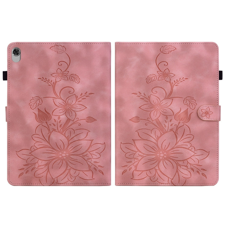 For Lenovo M10 Plus 10.3 Lily Embossed Leather Tablet Case(Pink) - Lenovo by PMC TechLife | Online Shopping South Africa | PMC TechLife | Buy Now Pay Later Mobicred