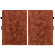 For Lenovo Tab M10 X605 /M10 HD X505 Lily Embossed Leather Tablet Case(Brown)