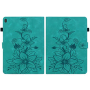 For Lenovo Tab M10 X605 /M10 HD X505 Lily Embossed Leather Tablet Case(Green)