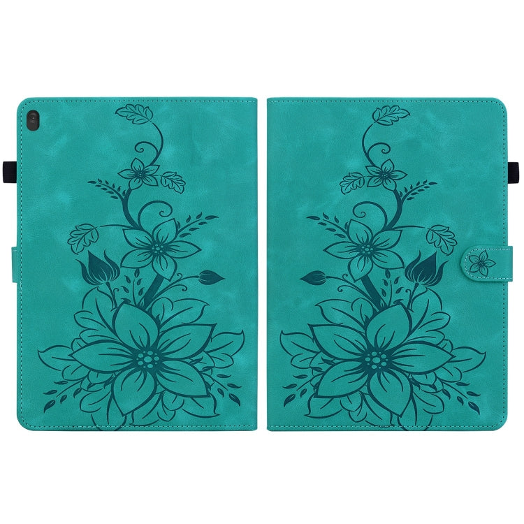 For Lenovo Tab M10 X605 /M10 HD X505 Lily Embossed Leather Tablet Case(Green)