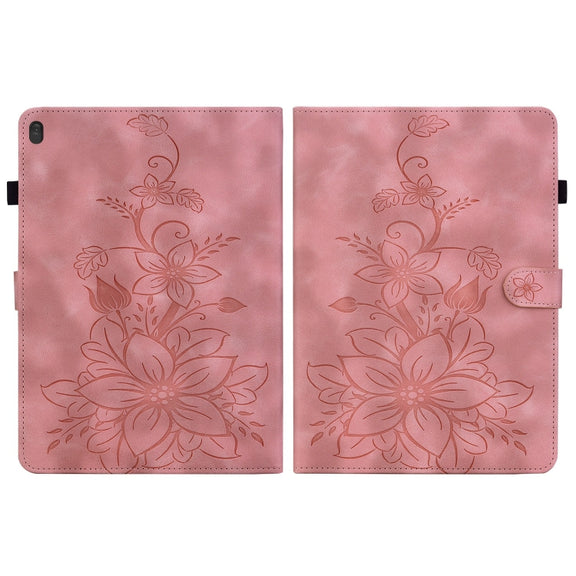 For Lenovo Tab M10 X605 /M10 HD X505 Lily Embossed Leather Tablet Case(Pink)