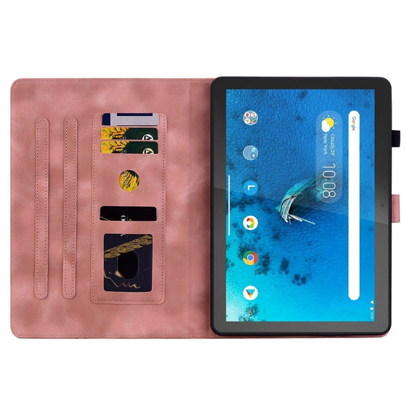 For Lenovo Tab M10 X605 /M10 HD X505 Lily Embossed Leather Tablet Case(Pink)