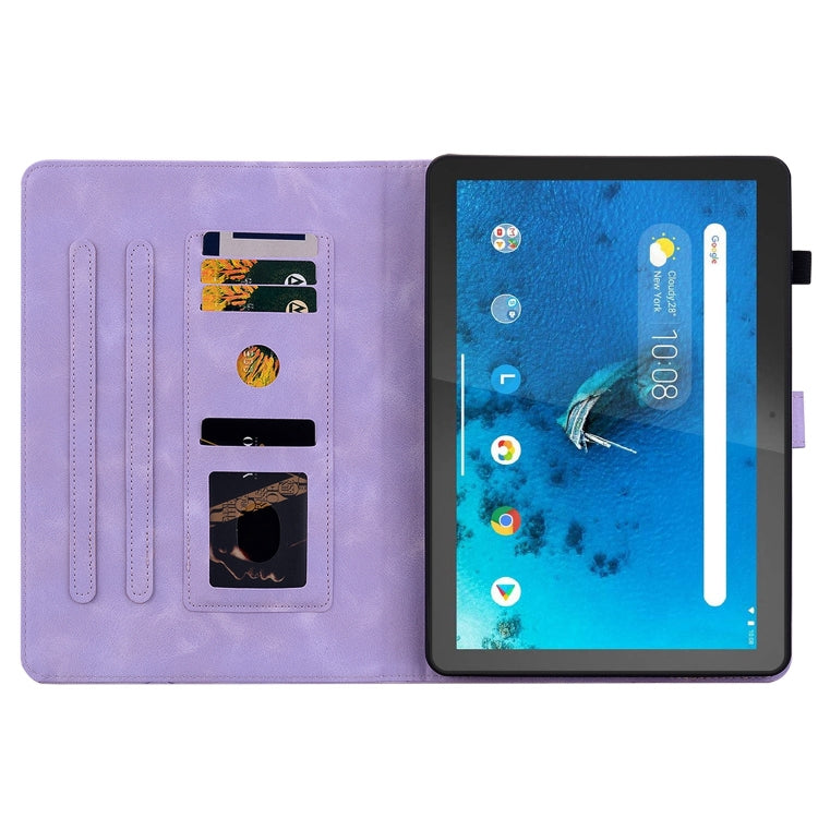 For Lenovo Tab M10 X605 /M10 HD X505 Lily Embossed Leather Tablet Case(Purple) - Lenovo by PMC TechLife | Online Shopping South Africa | PMC TechLife | Buy Now Pay Later Mobicred