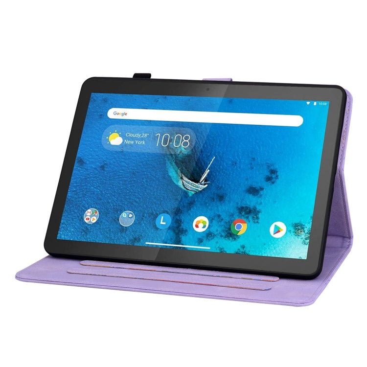 For Lenovo Tab M10 X605 /M10 HD X505 Lily Embossed Leather Tablet Case(Purple) - Lenovo by PMC TechLife | Online Shopping South Africa | PMC TechLife | Buy Now Pay Later Mobicred