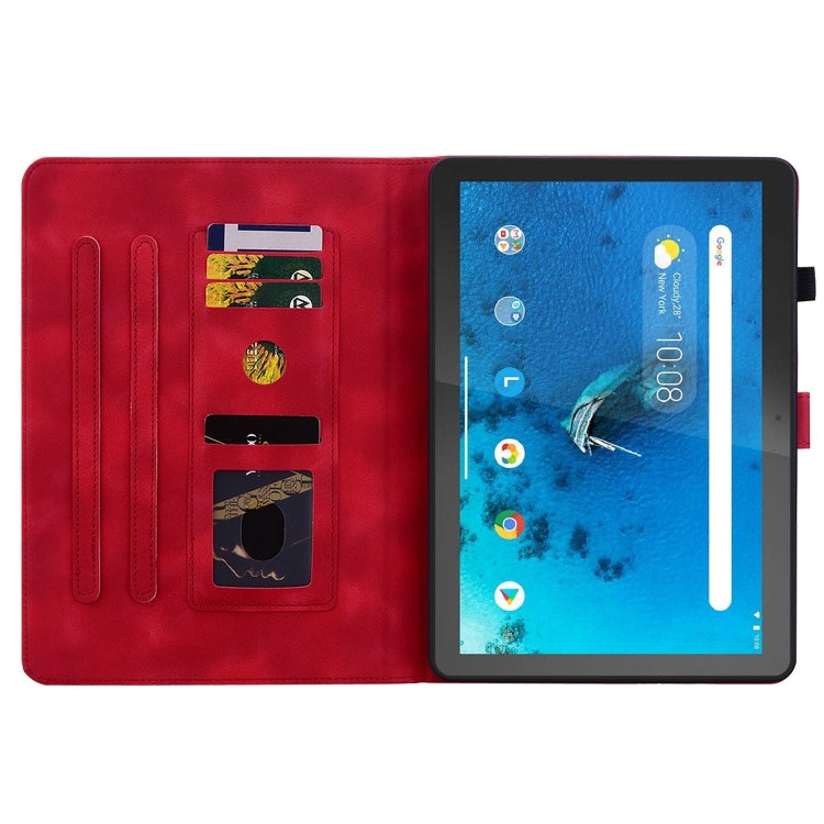 For Lenovo Tab M10 X605 /M10 HD X505 Lily Embossed Leather Tablet Case(Red) - Lenovo by PMC TechLife | Online Shopping South Africa | PMC TechLife | Buy Now Pay Later Mobicred