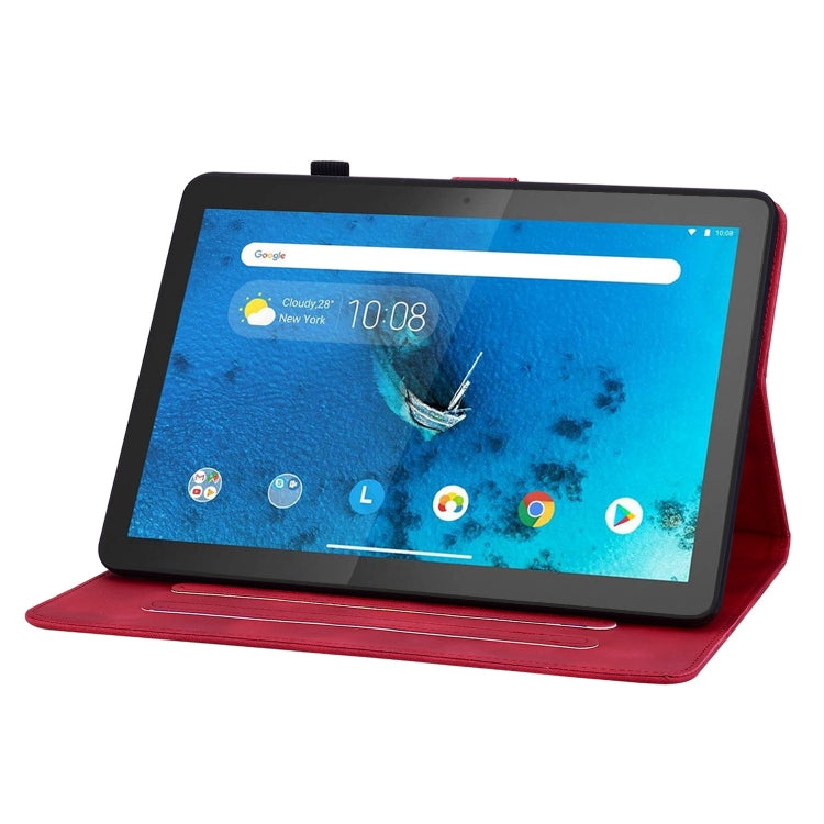 For Lenovo Tab M10 X605 /M10 HD X505 Lily Embossed Leather Tablet Case(Red) - Lenovo by PMC TechLife | Online Shopping South Africa | PMC TechLife | Buy Now Pay Later Mobicred