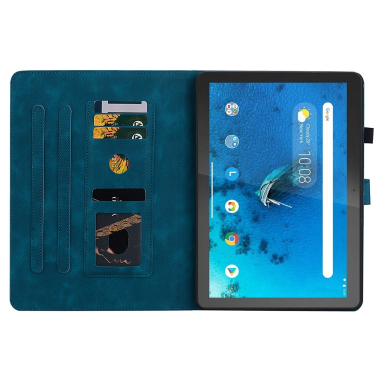 For Lenovo Tab M10 X605 /M10 HD X505 Lily Embossed Leather Tablet Case(Dark Blue) - Lenovo by PMC TechLife | Online Shopping South Africa | PMC TechLife | Buy Now Pay Later Mobicred