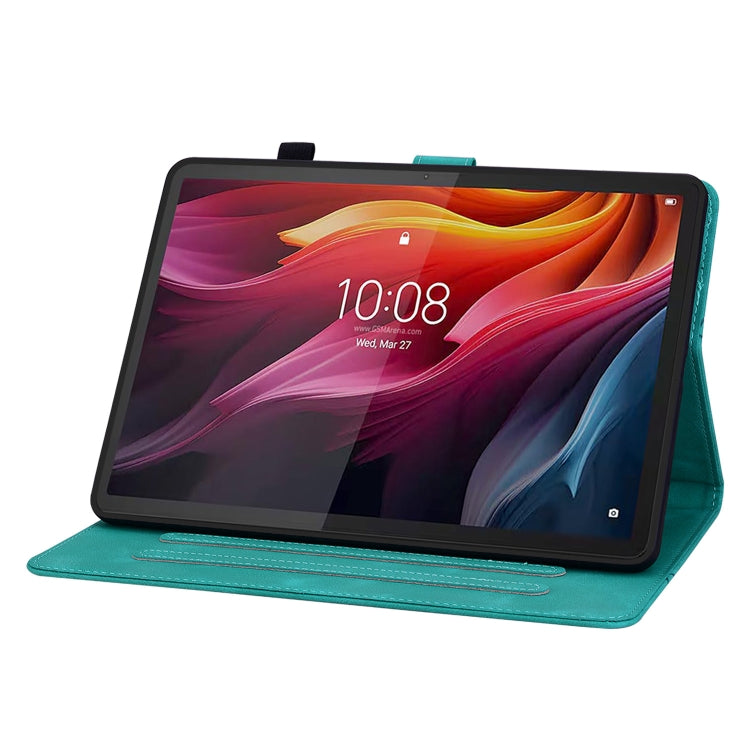 For Lenovo Tab K11 Plus Lily Embossed Leather Tablet Case(Green) - Lenovo by PMC TechLife | Online Shopping South Africa | PMC TechLife | Buy Now Pay Later Mobicred