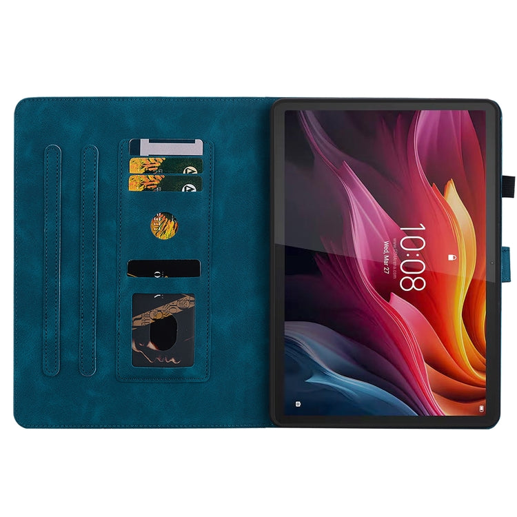For Lenovo Tab K11 Plus Lily Embossed Leather Tablet Case(Dark Blue) - Lenovo by PMC TechLife | Online Shopping South Africa | PMC TechLife | Buy Now Pay Later Mobicred