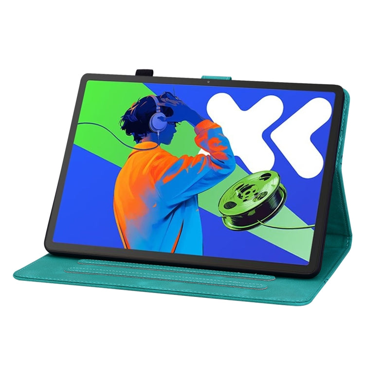 For Lenovo Tab P12 12.7 2025 Lily Embossed Leather Tablet Case(Green) - Lenovo by PMC TechLife | Online Shopping South Africa | PMC TechLife | Buy Now Pay Later Mobicred