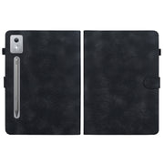 For Lenovo Tab P12 12.7 2025 Lily Embossed Leather Tablet Case(Black)