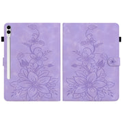 For Samsung Galaxy Tab S9+ / S9 FE+ Lily Embossed Leather Tablet Case(Purple)