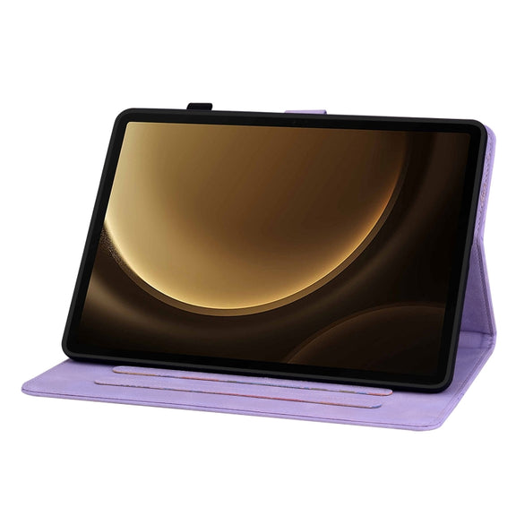 For Samsung Galaxy Tab S9+ / S9 FE+ Lily Embossed Leather Tablet Case(Purple)