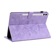 For Samsung Galaxy Tab S9+ / S9 FE+ Lily Embossed Leather Tablet Case(Purple)
