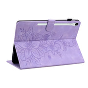 For Samsung Galaxy Tab S9 / S9 FE Lily Embossed Leather Tablet Case(Purple)