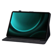 For Samsung Galaxy Tab S9 / S9 FE Lily Embossed Leather Tablet Case(Black)