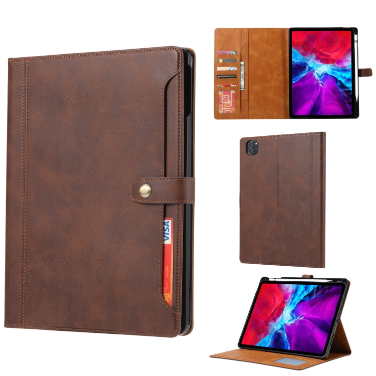 For iPad Pro 11 2024 Calf Texture Double Fold Clasp Horizontal Flip Leather Smart Tablet Case(Brown) - iPad Pro 11 2024 Cases by PMC TechLife | Online Shopping South Africa | PMC TechLife | Buy Now Pay Later Mobicred