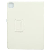 For iPad Pro 13 2024 Litchi Texture Solid Color Leather Tablet Case(White)