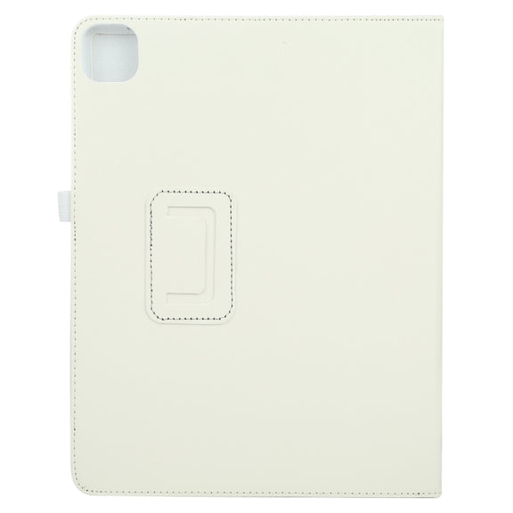 For iPad Pro 13 2024 Litchi Texture Solid Color Leather Tablet Case(White)
